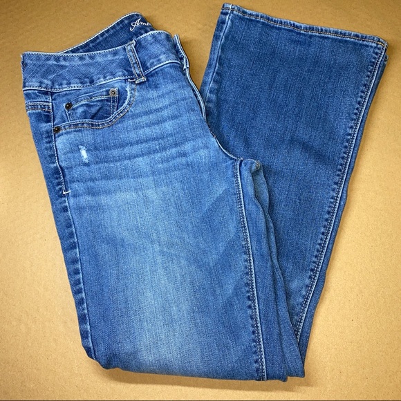 American Eagle Stretch Artist Wide Leg Jeans Size 8 - Picture 4 of 11